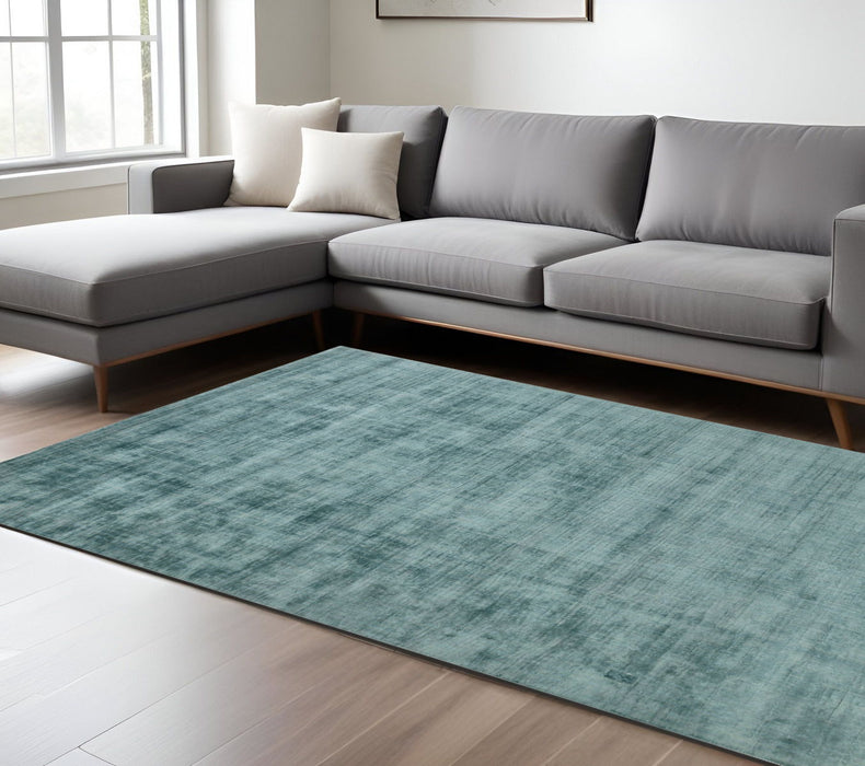 10' X 14' Abstract Hand Woven Area Rug - Sea Green And Light