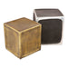 Set of two antiqued aluminum square end tables with brass finish, modern home decor by HomeRoots.