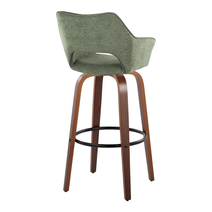 Mustang - 30" Fixed-Height Barstool With Swivel - Walnut Wood (Set of 2)