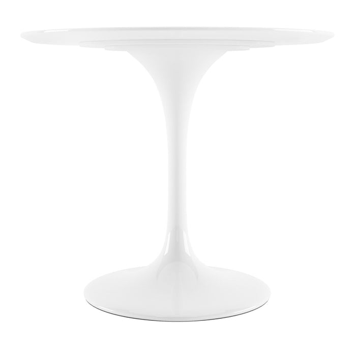 36" Fiberglass And Metal Dining Table - White
