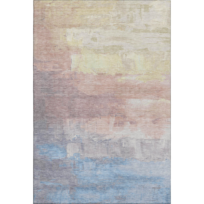 10' X 14' Abstract Washable Area Rug With UV Protection (693906) - Beige / Salmon / Blue