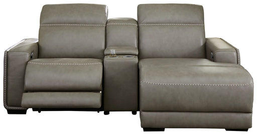 Ashley Furniture Correze 3-piece power reclining sectional showing plush fabric, reclining seats, and modern design in a spacious living room setting.