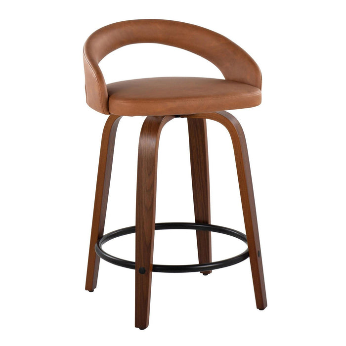 Grotto - 31" Upholstered Fixed-Height Counter Stool (Set of 2) - Walnut Wood Base