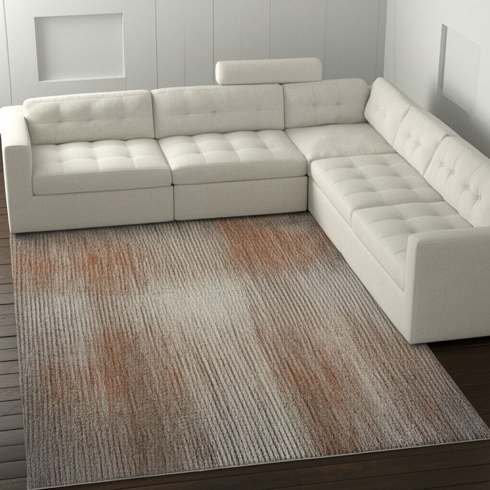 9' X 12' Abstract Area Rug - Ivory And Pink