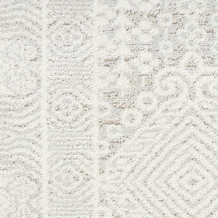 8' X 10' Floral Distressed Non Skid Area Rug (564154) - Ivory / Silver