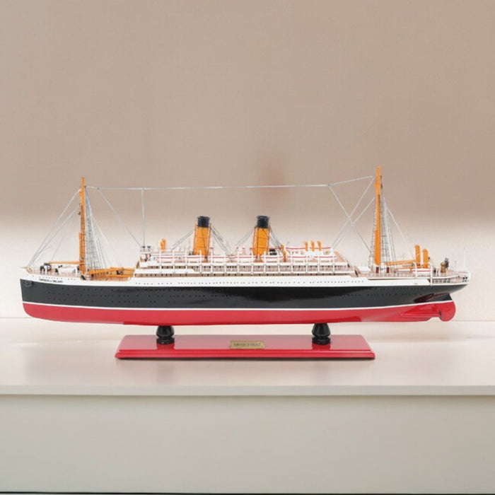 Hand Painted RMS Empress of Ireland Model Boat - Black / Red