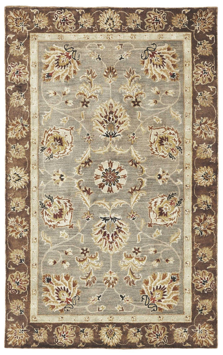 8' x 11' Hand Tufted Traditional Floral Indoor Area Rug - Gray Mocha