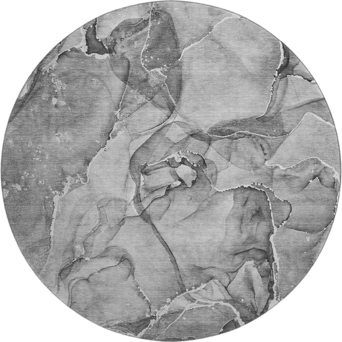 8' Abstract Washable Round Rug With UV Protection (647275) - Pewter / Ivory