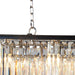 HomeRoots eight-light black metal crystal glass chandelier with shades, elegant statement lighting fixture for modern interiors.