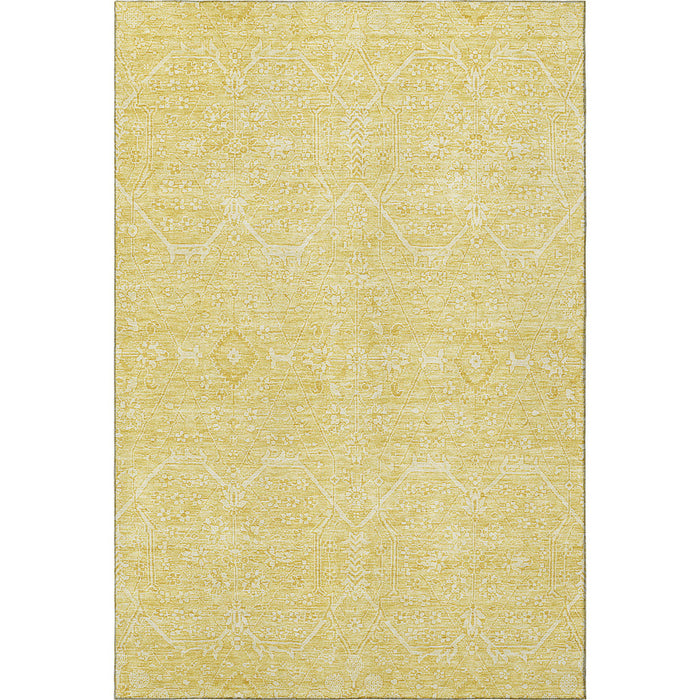 10' X 14' Floral Washable Area Rug With UV Protection (691758) - Gold / Ivory