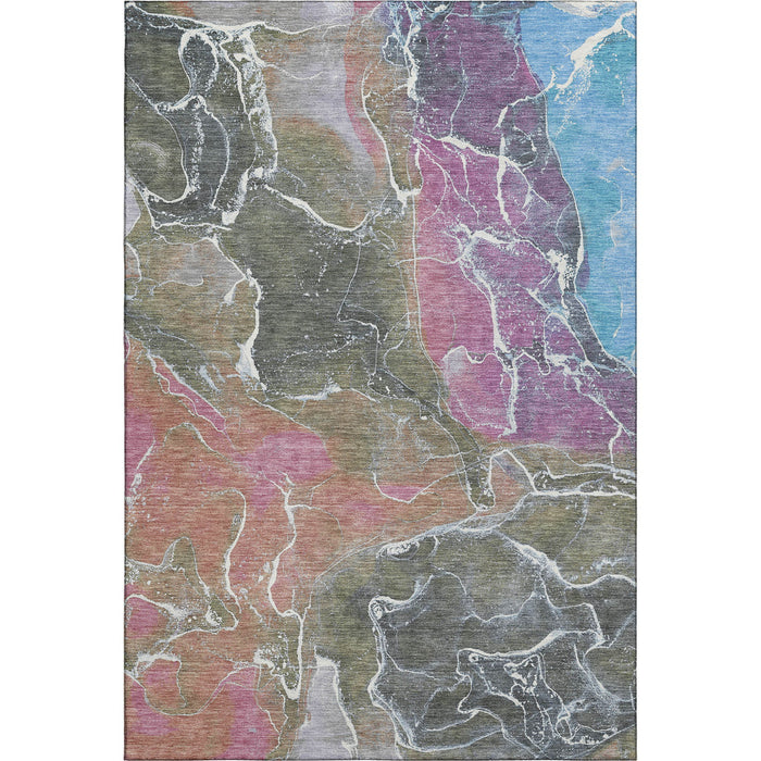 10' X 14' Abstract Washable Area Rug With UV Protection (701201) - Brown / Purple / Blue