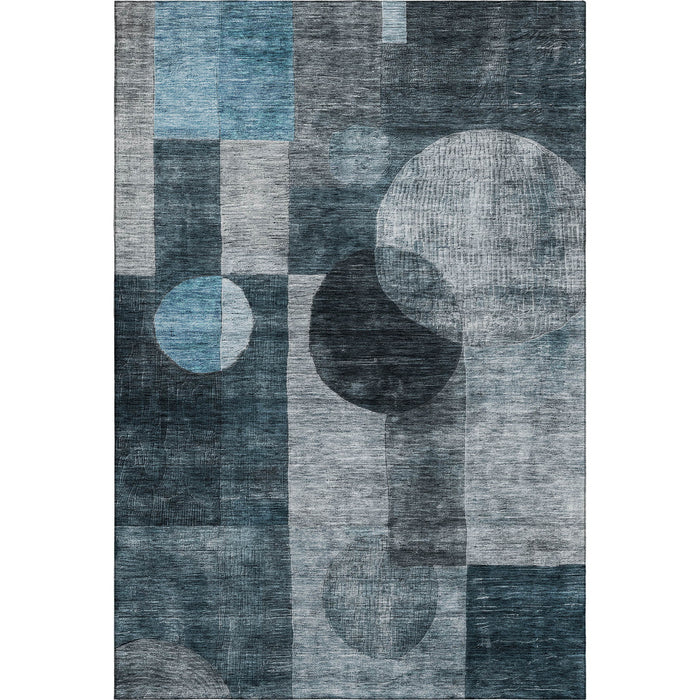 10' X 14' Geometric Washable Area Rug With UV Protection (684744) - Teal / Gray / Silver