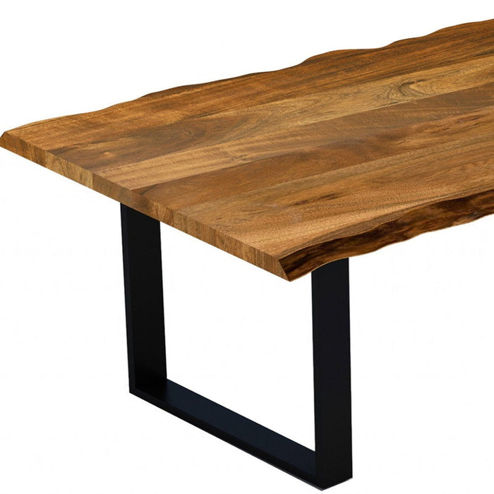 63" Solid Wood Sled Base Dining Table - Brown / Black