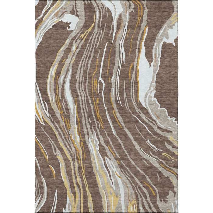 10' X 14' Abstract Washable Area Rug With UV Protection (681371) - Brown / Ivory / Taupe