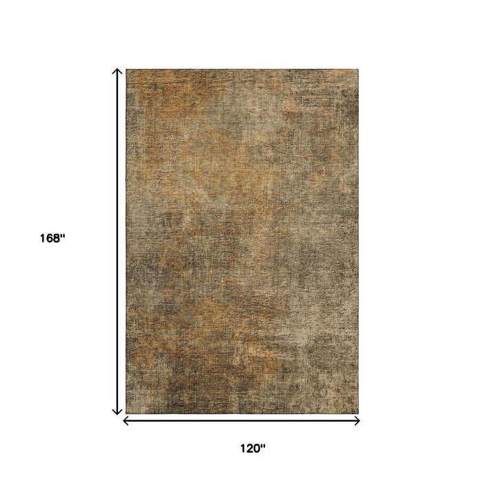 10' X 14' Abstract Washable Area Rug With UV Protection (650662) - Brown / Beige
