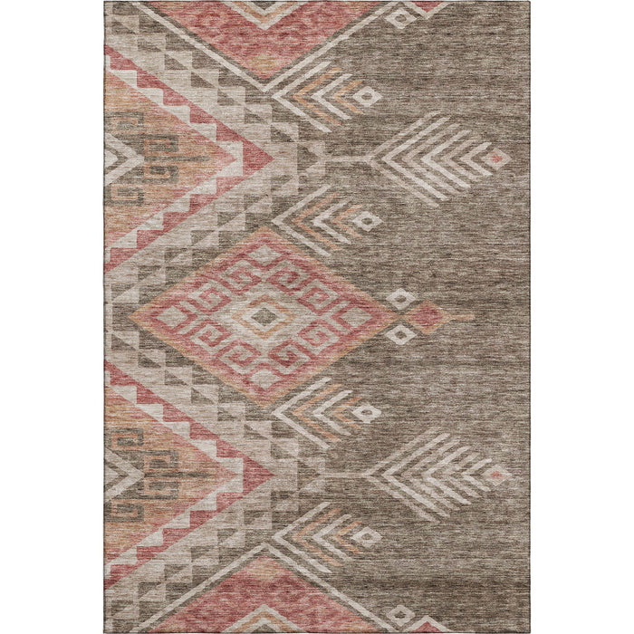 10' X 14' Geometric Washable Area Rug With UV Protection (684094) - Brown / Salmon / Ivory