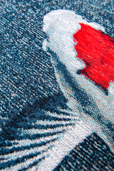 7' X 9' Abstract Washable Area Rug (552037) - Blue / White