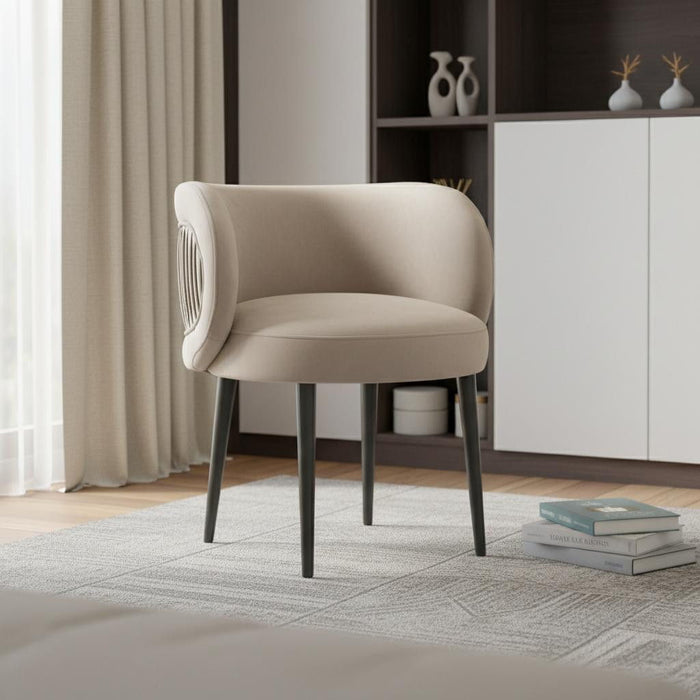 Velvet And Black Solid Color Arm Chair - Gray