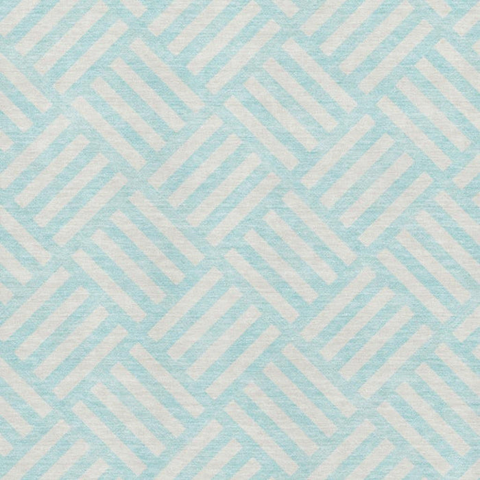10' X 14' Geometric Washable Area Rug With UV Protection (652323) - Aqua / Ivory