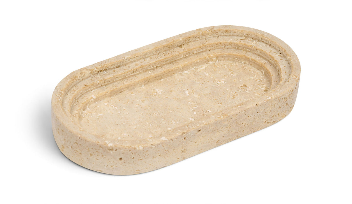 Genuine marble tray by Meridian Furniture featuring travertine surface, ideal for elegant serving or display purposes.
