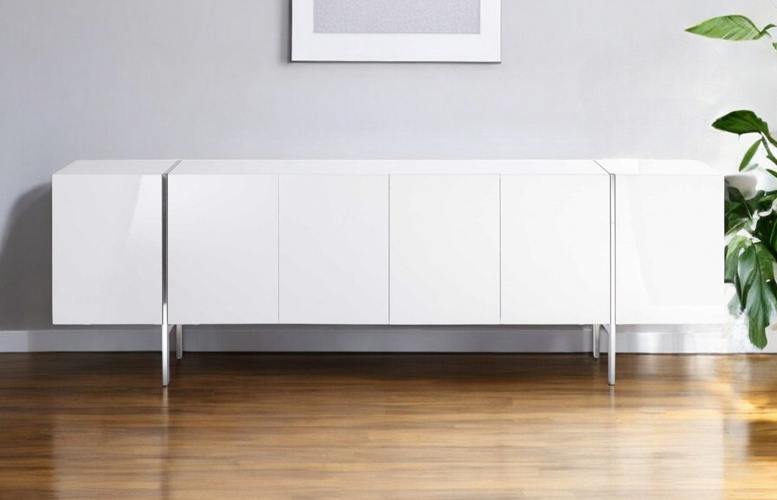 95" Stainless Steel Solid Console Table - White