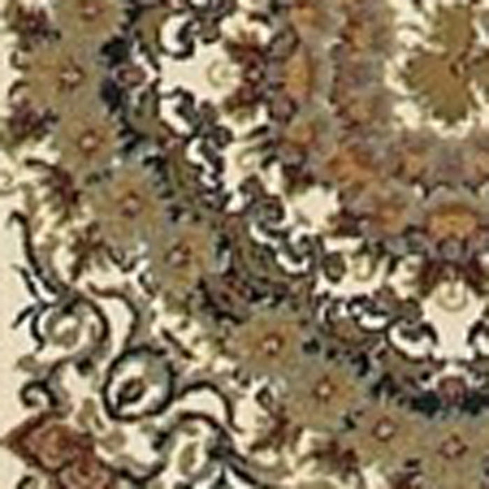 10' X 13' Medallion Area Rug With Fringe (574469) - Ivory / Black / Brown