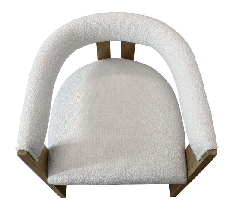 Upholstered Boucle Open Back Dining Arm Chair - Ivory