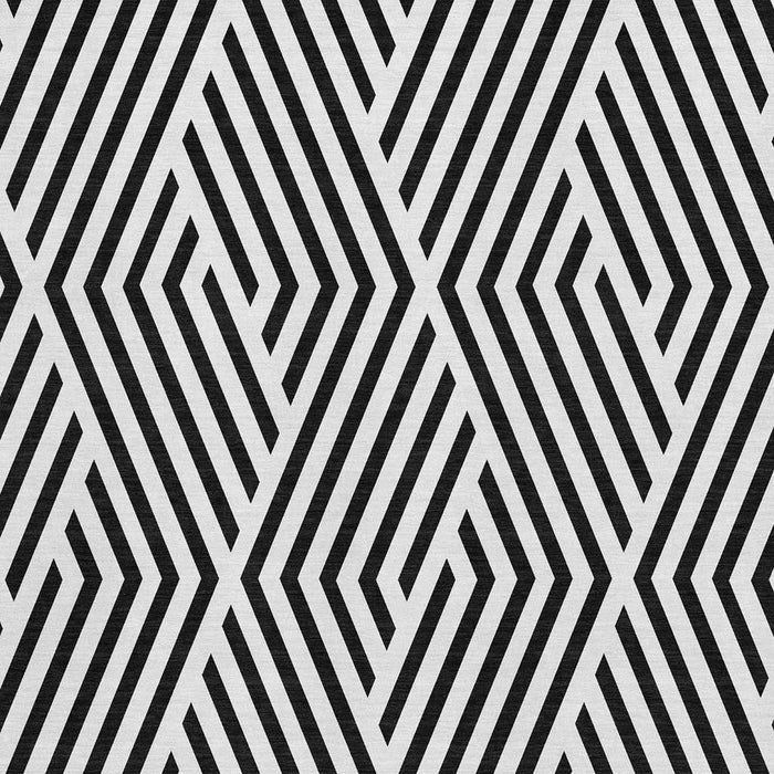 8' X 10' Geometric Washable Area Rug With UV Protection (648518) - Black / Ivory