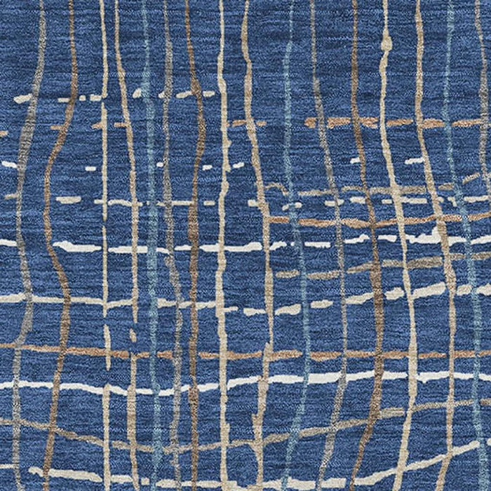 10' X 14' Striped Washable Area Rug With UV Protection (678574) - Navy Blue / Ivory