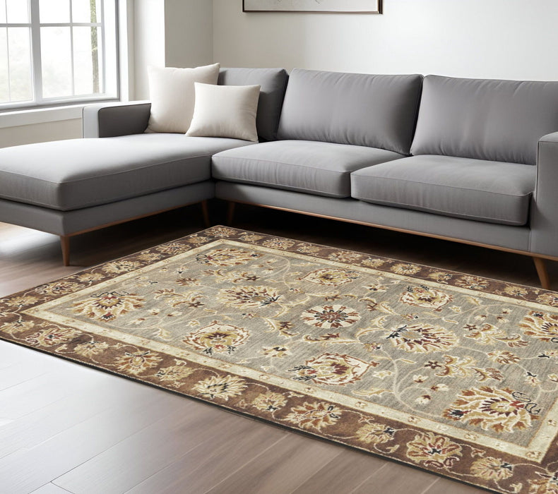 8' x 11' Hand Tufted Traditional Floral Indoor Area Rug - Gray Mocha