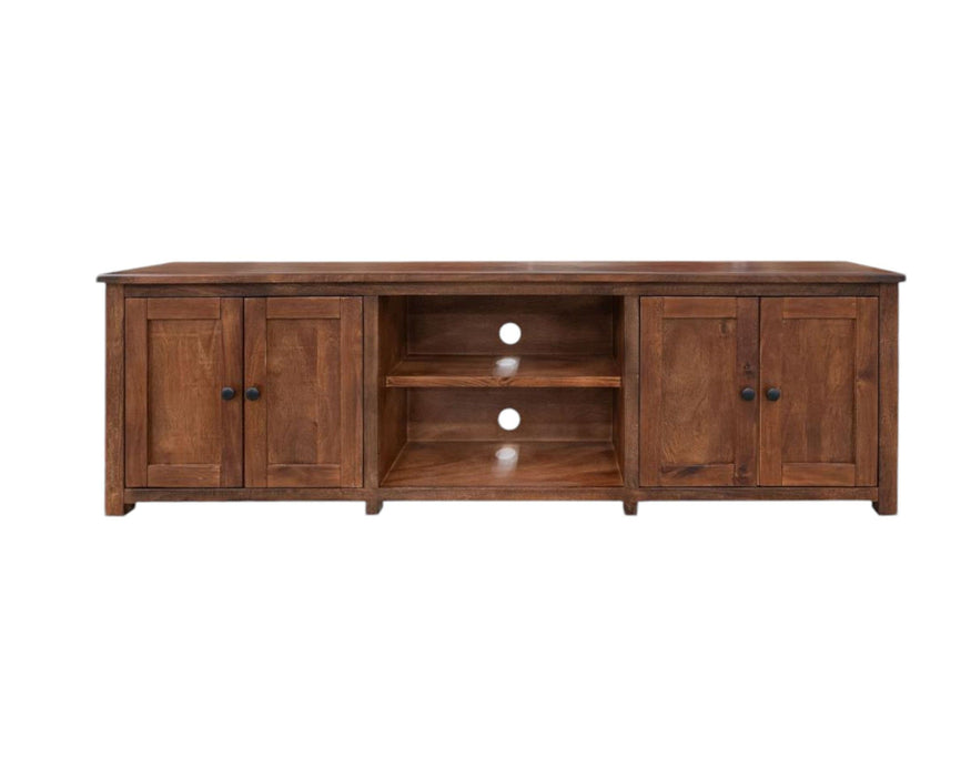 Solid Wood Cabinet, Enclosed Storage Distressed TV Stand - Brown