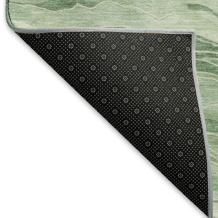 10' X 14' Striped Washable Area Rug With UV Protection (692511) - Green / Beige
