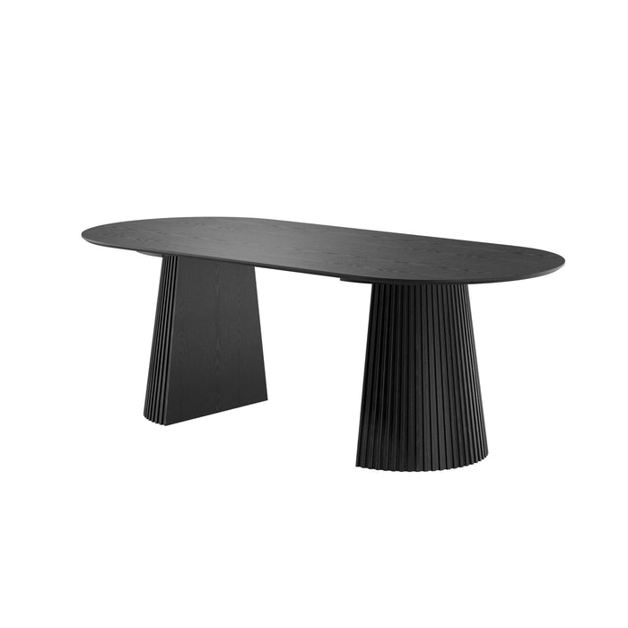 79" Wood Double Pedestal Base Oval Dining Room Table - Black