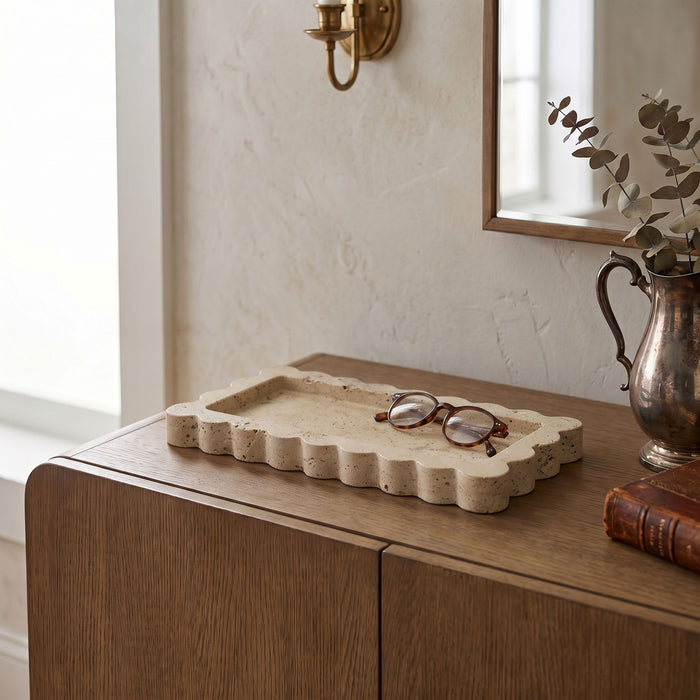 Marble tray from Meridian Furniture's Josie collection, featuring a sleek, genuine marble surface perfect for home decor.