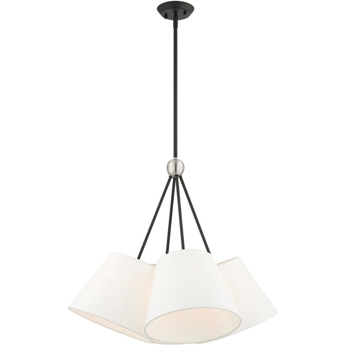 26" Four Light Dimmable Chandelier With Shades - Black