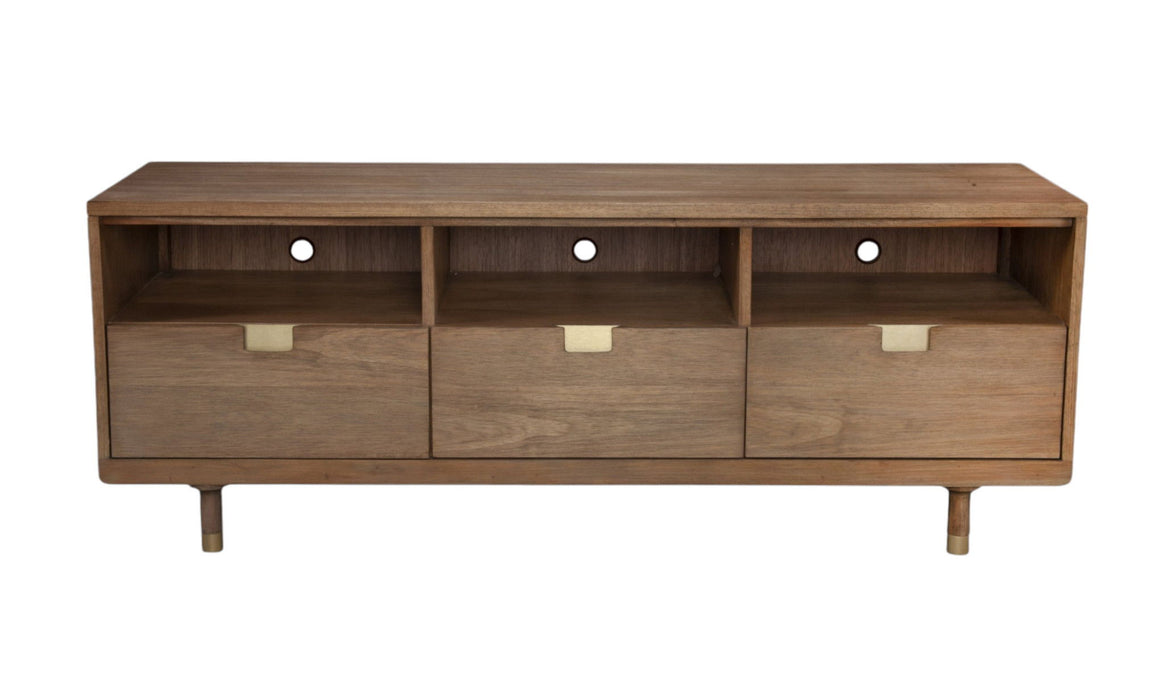 Solid Wood Open Shelving TV Stand - Sand