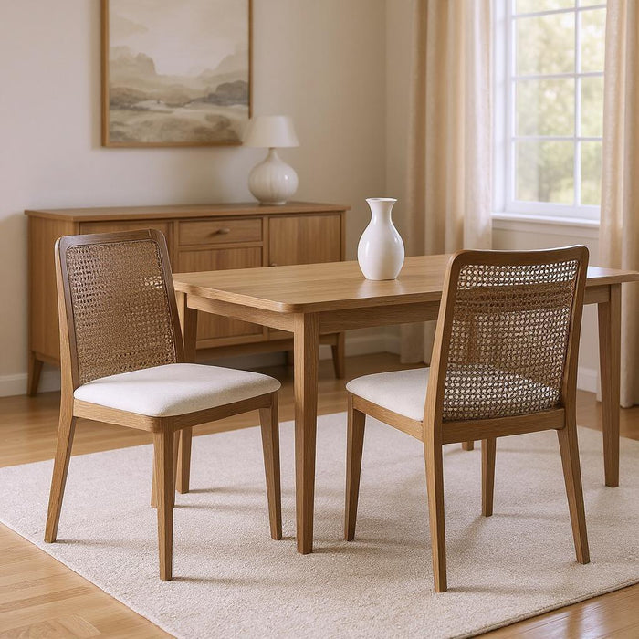 Upholstered Fabric Cross Back Side Chairs (Set of 2) - Cream