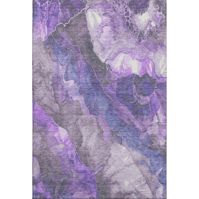 10' X 14' Floral Washable Area Rug With UV Protection (706199) - Lavender / Gray / Ivory