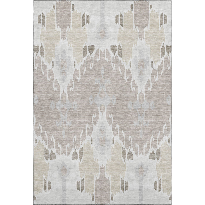 10' X 14' Ikat Washable Area Rug With UV Protection - Ivory
