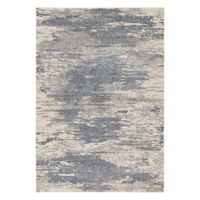 9' x 12' Abstract Power Loom Area Rug - Ivory Blue And Gray
