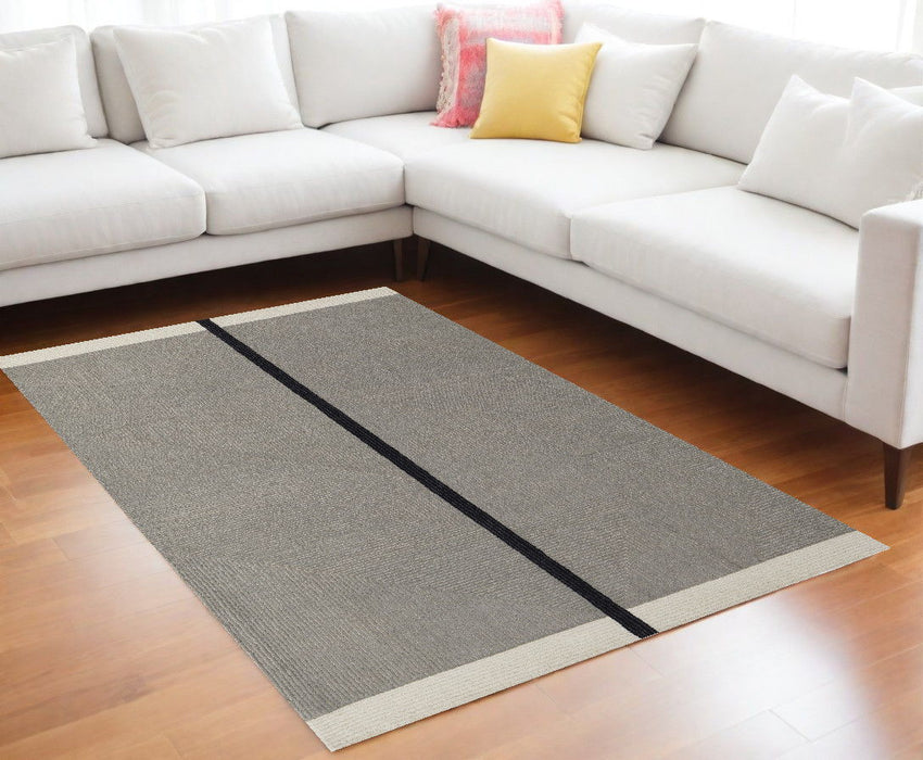 9' x 12' Wool Abstract Geometric Hand Tufted Area Rug - Black And Gray