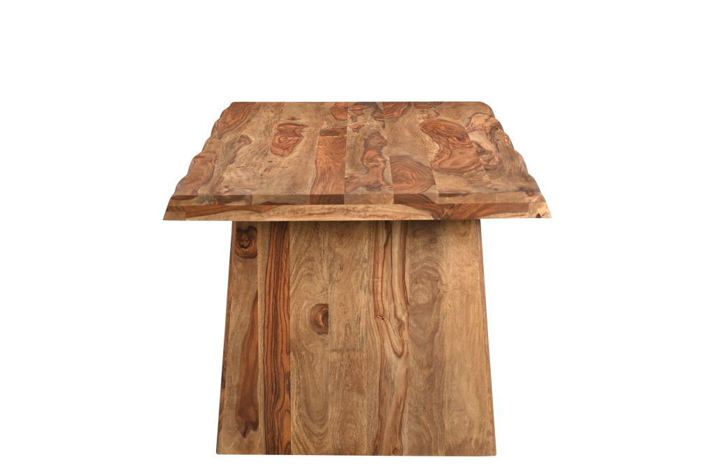 74" Wood Double Pedestal Base Live Edge Dining Table - Brown