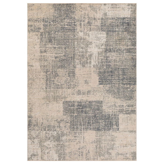9' x 12' Blue Abstract Power Loom Area Rug - Gray And Light