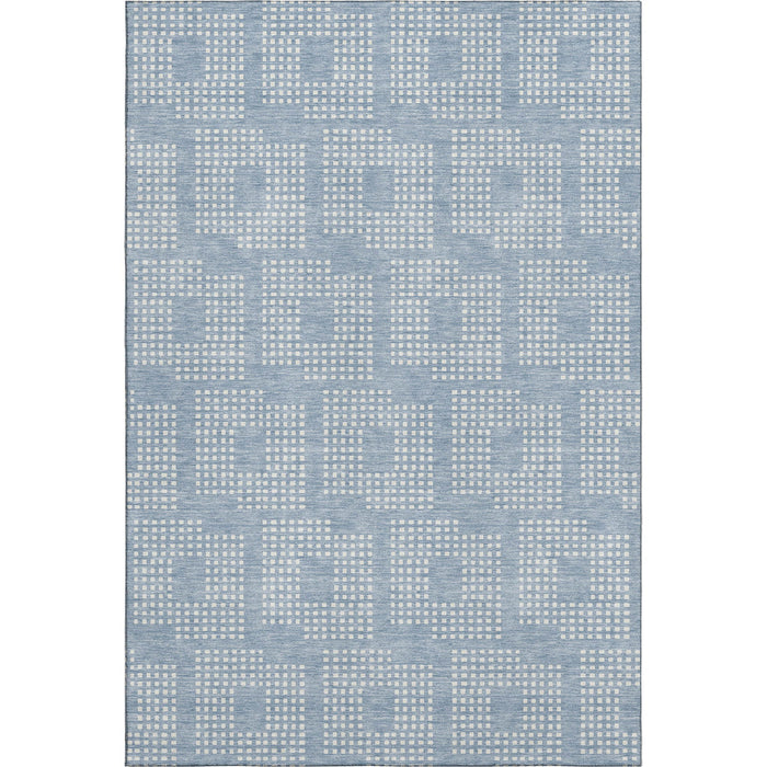 10' X 14' Geometric Washable Area Rug With UV Protection (670742) - Sky Blue / Ivory