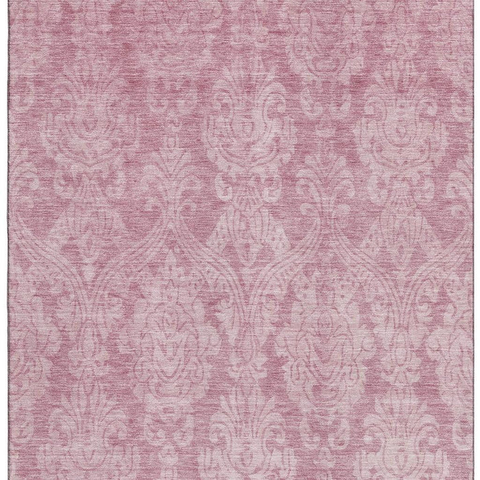 10' X 14' Damask Washable Area Rug With UV Protection (696374) - Pink / Ivory