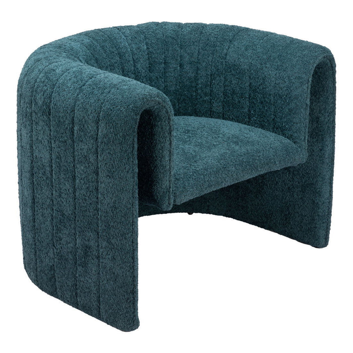 37" Modern marine Sherpa And Upholstered Tufted Arm Chair - Teal Blue