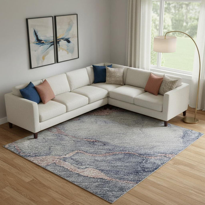 10' X 14' Abstract Washable Area Rug With UV Protection (718262) - Blush / Gray