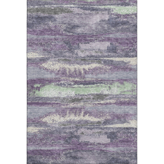 10' X 14' Abstract Washable Area Rug With UV Protection (675048) - Purple / Ivory