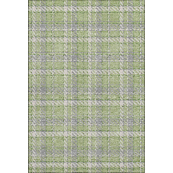 9' X 12' Plaid Washable Area Rug With UV Protection (649443) - Green / Gray