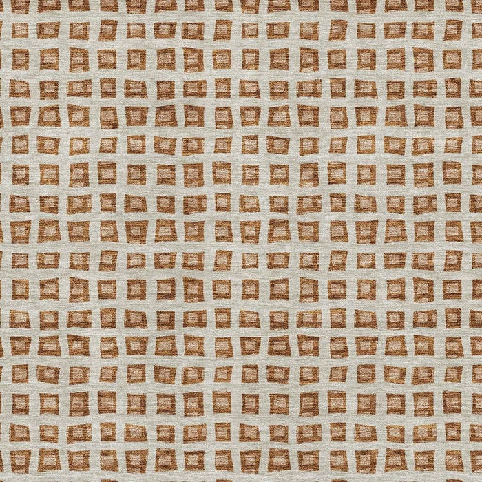 9' X 12' Copper Geometric Washable Area Rug With UV Protection - Rust